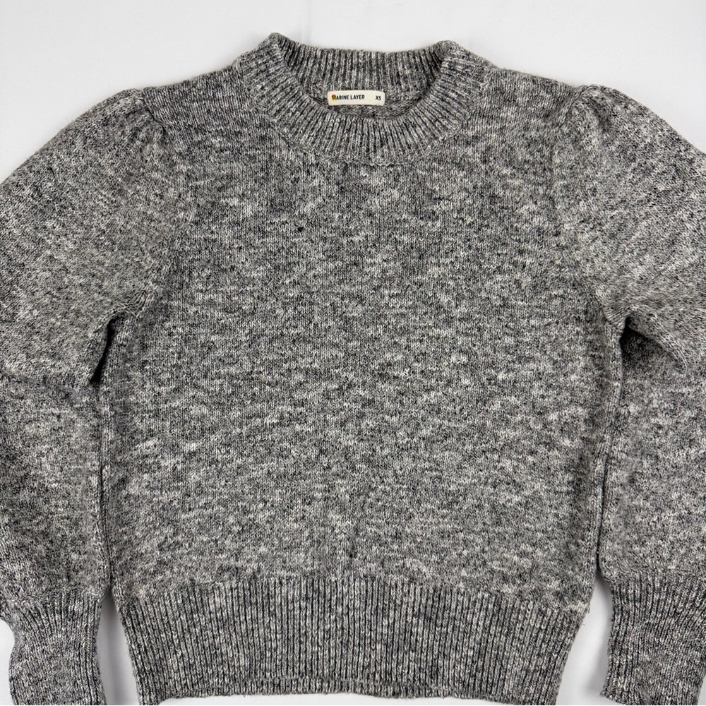Marine Layer Alma Puff Sleeve Sweater Gray Knit Size XS EUC - Picture 7 of 14